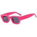 Retro square sunglasses in rose pink chunky frame with dark grey lenses Y2K style - Rose Red Frame Grey Lens