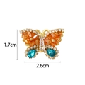Spilla a farfalla dorata con strass arancioni e blu, misura 2,6 cm per 1,7 cm - Spilla Farfalla con Diamanti Colorati (XX0071) / Colorato
