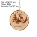 Round wooden Christmas ornament with reindeer engraving, rustic bark edge, and white bead - Elk