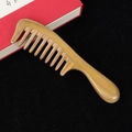 Natural sandalwood wide tooth hair comb with organic wood grain on black velvet background - Style 9/Length 20cm/Tooth Pitch 5.0