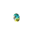Rainbow resin acrylic beads with gradient lake blue to yellow finish and metal core - 9*14mm (5mm Hole) / Lake Blue Yellow Gradient