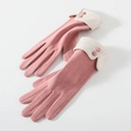 Pink and creamy white winter thermal gloves with dual buckle wrist detail - One Size / 176 Pink