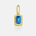 Vue détaillée du pendentif carré en zircon bleu avec placage doré et poli brillant - Or 18K-Septembre