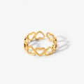 Elegance 18K gold plated stainless steel open ring with hollow heart-shaped link pattern - Hollow Heart