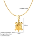 Golden stainless steel turtle pendant necklace with minimalist snake chain detail - Gold-Turtle Necklace (G7)