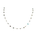Detailed shot of golden necklace with colorful irregular natural stone beads and charms - Blue Green Stones (Gold)