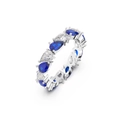 S925 sterling silver ring featuring pear-cut blue and white zircon stones in row setting - For Sale Lzr04-p-6