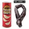 Prank potato chip can with a spring snake pop-out surprise toy for Halloween parties - Red Golden Chips Can (A685-1)