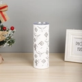 Detail of 20oz white tumbler with cow skull and cactus patterns on a wooden surface - Bull Skull and Cactus