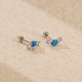 Elegant s925 silver stud with blue opal and sparkling zircon for cartilage piercing - 925 Silver / Platinum (Blue Opal)