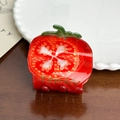 Vibrant tomato-shaped acrylic hair claw clip with red body and green leaf details - Tomato - 5.2cm