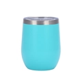 12oz teal insulated stainless steel egg cup with transparent lid and vacuum seal - Mint Green