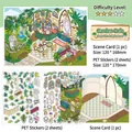 Garden Cafe PET DIY scenery sticker set with 2 clear sheets and 1 background card - Courtyard Cafe (open For Business Today #28)