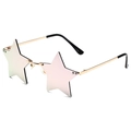 Frameless star-shaped sunglasses with pink-purple mirror lenses and golden metal frame - Gold Frame Pink Lens