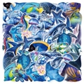 Marine life themed waterproof PET stickers featuring colorful fish, turtles and jellyfish - Sea Animals-52pcs