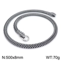 Collar de serpiente punk en acero de titanio plateado, variante 500x8mm para hombre - Estilo A 50cm (KN229056-KJX)