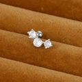 Silver stainless steel ear cartilage stud with three curved zircons and screw ball back - 3-Stone Arc / Silver