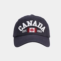Detalle de gorra de béisbol de algodón azul marino con bordado de la bandera de Canadá - Negro