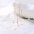 Elegant gold fringe ear threader with sparkling round zircon charms in a long minimalist style - NE1075-Eye Zircon