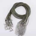 Army green woven wax cord necklace string with silver lobster clasp for DIY jewelry - Army Green