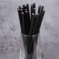 Eco-friendly black biodegradable paper straws with spiral texture in a clear glass - 10*210mm Flat Mouth Bulk/100pcs / Black