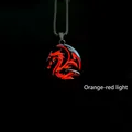 Dragon shaped pendant necklace with glowing orange-red light in vintage dark style - Stainless Steel Orange-Red Glow