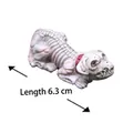 Miniature Halloween skeleton dog figurine with red collar and bone texture, 6.3cm length - Skull Dog