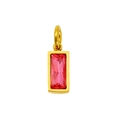 18K gold stainless steel rectangular pendant with pink zircon birthstone detail - July Gold (Pink Zirconia)