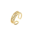 Minimalist gold adjustable open ring featuring zircon pave and hollow heart decoration - Hollow Zirconia Heart