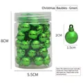 Set of 48 shiny green 1.5cm mini Christmas ball ornaments in a clear storage tube - Green