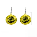 Detail view of glowing Halloween pumpkin earrings showing 1.3 inch size and weight 10.3g - Yellow