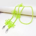 Neon green beaded shoulder strap for bags with floral accents and silver metal lobster clasps - Grass Green