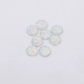 Detailed shot of 12mm round white resin gems with rainbow glitter and druzy texture - White Iridescent (9#)