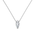 Elegant S925 sterling silver necklace with marquise-cut zircon pendant in silver finish - White Gold White Rhinestone (DY190925-S-W-WH)