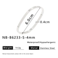 Polierter silberner Edelstahl-Armreif, Innendurchmesser 60 mm und 4 mm Breite - 4mm Breite / Silber (NB-B6233-S-4mm)