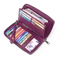Cartera larga de cuero PU morada con RFID y múltiples ranuras para tarjetas - Púrpura profundo