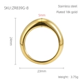 Anello minimalista in acciaio inossidabile placcato oro 18K, spessore 5mm e peso 3,75g - US 7 / Oro