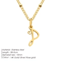 Collana con catena a sfere in acciaio inossidabile dorato con ciondolo a cuore lettera D - Lettera P / Oro