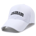 Gorra de béisbol blanca con bordado Colorado negro en tejido de sarga de algodón - Blanco