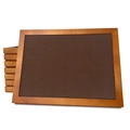 Walnut wood jewelry tray detail with microfiber slots for rings and cufflink display - 80-Slot Ring Tray