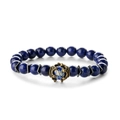 Dettaglio bracciale in lapislazzuli blu con sfera centrale in metallo cavo vintage - Bracciale Sfera Cava Lapislazzuli