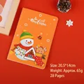 Orange Christmas notebook featuring snowman and reindeer illustration for holiday gifts - Christmas A5 Stitched Notebook - Snowman