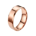 Minimalist 4mm rose gold stainless steel band with polished finish and beveled edges - US 7 / 6MM Rose Gold