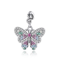 Silver butterfly pendant featuring multi-colored cubic zirconia stones with S925 stamp - DUT251 Multi-color Zirconia Butterfly