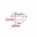 Silver hollow heart jewelry accessory in stainless steel measuring 21mm by 18mm - Silver Polished Hollow Heart Pendant 21mm