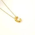 Minimalist 18k gold plated stainless steel letter C bubble pendant necklace for women - Letter C(S-P062-C)