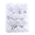 Set of 12 transparent and white glitter Christmas ornaments in a plastic storage box - 6cm / Set of 24 / White