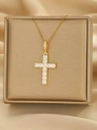 Gold - Nine Stone Square Cross (1108)
