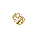 Adjustable gold geometric braided titanium steel ring with sparkling crystals for women - Gold White