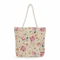 Nurse themed canvas tote bag with medical pattern prints and sturdy white hemp rope handles - Childlike Medical Tools All-over Print Style (ms4566)